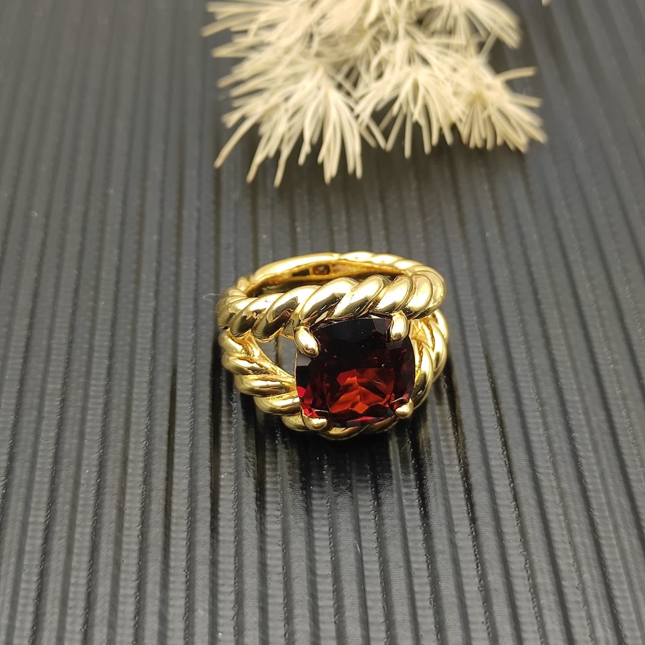 David Yurman Gold and Ruby Ring